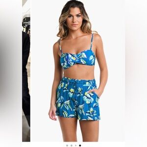 La Blanca floral metallic shorts